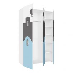 Детская Сити ПМ-332.25 исп 2 Шкаф комбинирован (3д) (Белый/Графит/Голубой) в Южноуральске - yuzhnouralsk.mebel24.online | фото 2