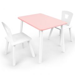 Комплект детской мебели стол и два стула Корона  (Розовый/Белый/Белый) в Южноуральске - yuzhnouralsk.mebel24.online | фото 1