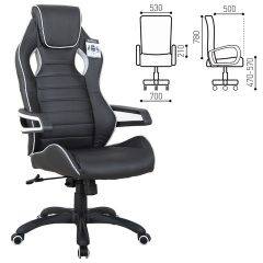 Кресло компьютерное BRABIX Techno Pro GM-003 (экокожа черное/серое, вставки серые) 531814 в Южноуральске - yuzhnouralsk.mebel24.online | фото 1