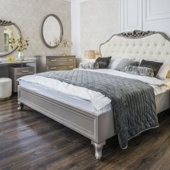 Кровать Мокко 1600 с мягким изголовьем + основание (серый камень) в Южноуральске - yuzhnouralsk.mebel24.online | фото