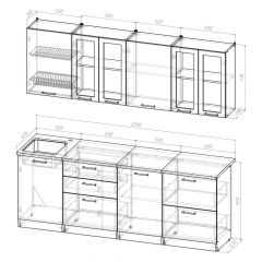 Кухонный гарнитур Лоретта компакт 2200 мм в Южноуральске - yuzhnouralsk.mebel24.online | фото 2