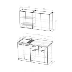 Кухонный гарнитур Лоретта медиум 1400 мм в Южноуральске - yuzhnouralsk.mebel24.online | фото 2