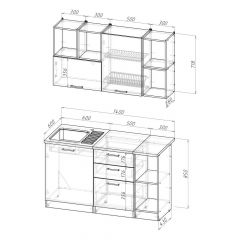 Кухонный гарнитур Ольга медиум 3 1400 мм в Южноуральске - yuzhnouralsk.mebel24.online | фото 2