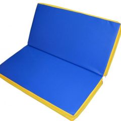 Мат гимнастический 1х1х0,08м складной цв. синий-желтый в Южноуральске - yuzhnouralsk.mebel24.online | фото