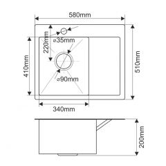 Мойка HD5851L MELANA ProfLine 3,0/200 САТИН врезная прямоугольная с коландером HD5851L в Южноуральске - yuzhnouralsk.mebel24.online | фото 2