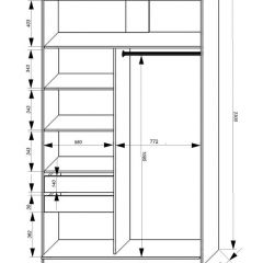 Шкаф-купе 1400 серии SOFT D1+D3+B2+PL1 (2 ящика+1штанга) профиль «Графит» в Южноуральске - yuzhnouralsk.mebel24.online | фото 3