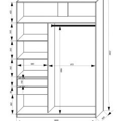 Шкаф-купе 1600 серии SOFT D1+D3+B2+PL1 (2 ящика+1штанга) профиль «Графит» в Южноуральске - yuzhnouralsk.mebel24.online | фото 4