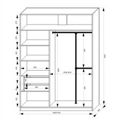 Шкаф-купе 1700 серии NEW CLASSIC K4+K4+B2+PL4 (2 ящика+F обр. штанга) профиль «Капучино» в Южноуральске - yuzhnouralsk.mebel24.online | фото 3
