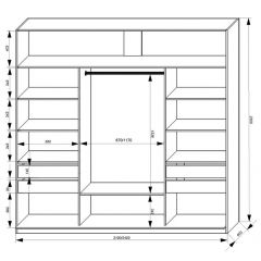 Шкаф-купе 2100 серии SOFT D2+D7+D3+B22+PL2 (по 2 ящика лев/прав+1штанга+1полка) профиль «Графит» в Южноуральске - yuzhnouralsk.mebel24.online | фото 3