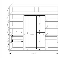 Шкаф-купе 2150 серии NEW CLASSIC K4+K4+K4+B22+PL4(по 2 ящика лев/прав+F обр.штанга) профиль «Капучино» в Южноуральске - yuzhnouralsk.mebel24.online | фото 3