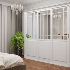 Шкаф-купе 2450 серии NEW CLASSIC K5+K5+K5+B22+PL3 (по 2 ящика лев/прав+1 штанга+1полка) профиль «Капучино» в Южноуральске - yuzhnouralsk.mebel24.online | фото