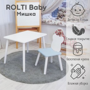 Детский комплект стол и стул «Мишка» Rolti Baby  (голубая столешница/голубое сиденье/белые ножки) в Южноуральске - yuzhnouralsk.mebel24.online | фото