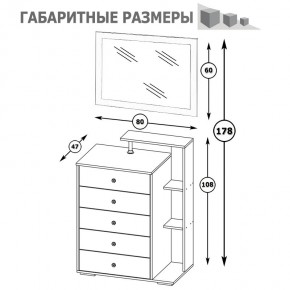 Камелия Комод + Зеркало, цвет белый, ШхГхВ 80х46,8х178 см., НЕ универсальная сборка в Южноуральске - yuzhnouralsk.mebel24.online | фото 6