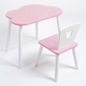 Комплект детский стол ОБЛАЧКО и стул КОРОНА ROLTI Baby (розовая столешница/розовое сиденье/белые ножки) в Южноуральске - yuzhnouralsk.mebel24.online | фото