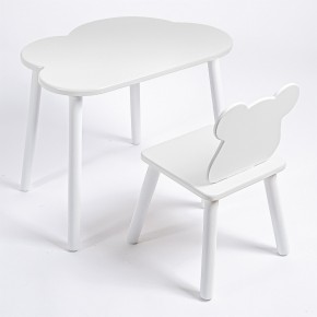Комплект детский стол ОБЛАЧКО и стул МИШКА ROLTI Baby (белая столешница/белое сиденье/белые ножки) в Южноуральске - yuzhnouralsk.mebel24.online | фото