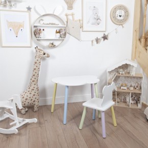 Комплект детский стол ОБЛАЧКО и стул МИШКА ROLTI Baby (белая столешница/белое сиденье/цветные ножки) в Южноуральске - yuzhnouralsk.mebel24.online | фото