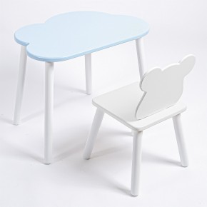 Комплект детский стол ОБЛАЧКО и стул МИШКА ROLTI Baby (голубая столешница/белое сиденье/белые ножки) в Южноуральске - yuzhnouralsk.mebel24.online | фото 1