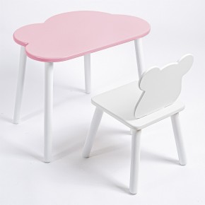 Комплект детский стол ОБЛАЧКО и стул МИШКА ROLTI Baby (розовая столешница/белое сиденье/белые ножки) в Южноуральске - yuzhnouralsk.mebel24.online | фото 1