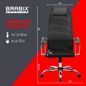 Кресло BRABIX PREMIUM "Ultimate EX-800" хром, плотная двойная сетка Х2, черное, 532911 в Южноуральске - yuzhnouralsk.mebel24.online | фото 6