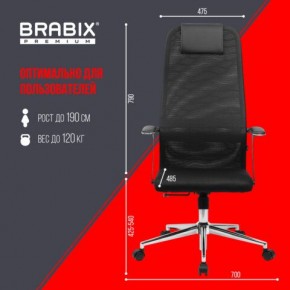 Кресло BRABIX PREMIUM "Ultimate EX-801" хром, плотная двойная сетка Х2, черное, 532917 в Южноуральске - yuzhnouralsk.mebel24.online | фото 7