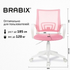 Кресло BRABIX "Fly MG-396W", с подлокотниками, пластик белый, сетка, розовое, 533008 в Южноуральске - yuzhnouralsk.mebel24.online | фото 5