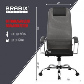 Кресло офисное BRABIX PREMIUM "Ultimate EX-800" хром, плотная двойная сетка Х2, черное/серое, 532912 в Южноуральске - yuzhnouralsk.mebel24.online | фото 3