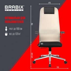 Кресло офисное BRABIX PREMIUM "Ultimate EX-801" хром, плотная двойная сетка Х2, черное/бежевое, 532919 в Южноуральске - yuzhnouralsk.mebel24.online | фото 6