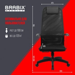 Кресло офисное BRABIX PREMIUM "Ultimate EX-801" пластик, плотная двойная сетка Х2, черное, 532922 в Южноуральске - yuzhnouralsk.mebel24.online | фото 5