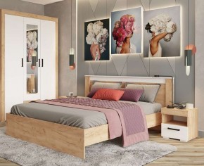 Кровать Адель 1.4 Настил из ДСП 2с дуб крафт золотой/белый в Южноуральске - yuzhnouralsk.mebel24.online | фото 2