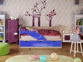 Кровать Дельфин-1 800*1600 (Синий металлик/дуб крафт белый) в Южноуральске - yuzhnouralsk.mebel24.online | фото