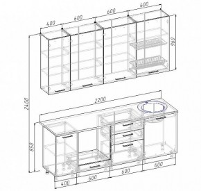Кухонный гарнитур Антрацит 2200 (Стол. 38мм) в Южноуральске - yuzhnouralsk.mebel24.online | фото 3
