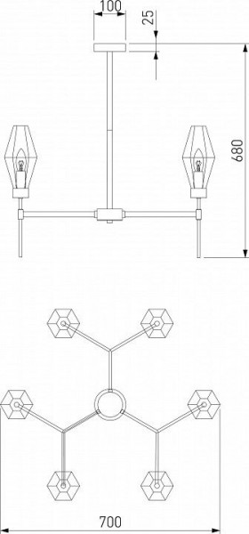 Люстра на штанге Eurosvet Prism 60143/6 латунь в Южноуральске - yuzhnouralsk.mebel24.online | фото 4