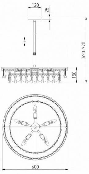 Люстра на штанге Eurosvet Sophie 60165/6 латунь в Южноуральске - yuzhnouralsk.mebel24.online | фото 3