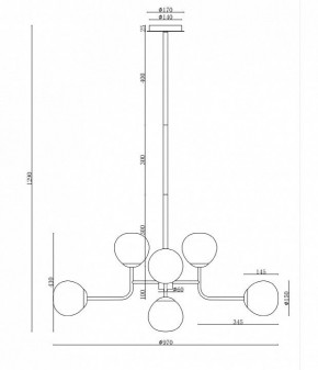 Люстра на штанге Maytoni Erich MOD221-PL-08-N в Южноуральске - yuzhnouralsk.mebel24.online | фото 3