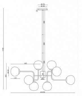 Люстра на штанге Maytoni Erich MOD221-PL-12-G в Южноуральске - yuzhnouralsk.mebel24.online | фото 3