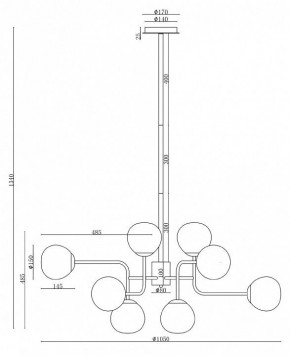 Люстра на штанге Maytoni Erich MOD221-PL-12-N в Южноуральске - yuzhnouralsk.mebel24.online | фото 3