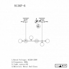 Подвесная люстра iLamp Golden 9136P/6 BK-WH в Южноуральске - yuzhnouralsk.mebel24.online | фото 3