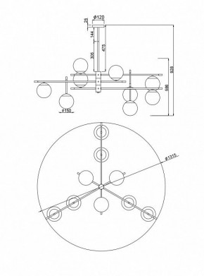 Подвесная люстра Maytoni Nostalgia MOD048PL-09G в Южноуральске - yuzhnouralsk.mebel24.online | фото 3