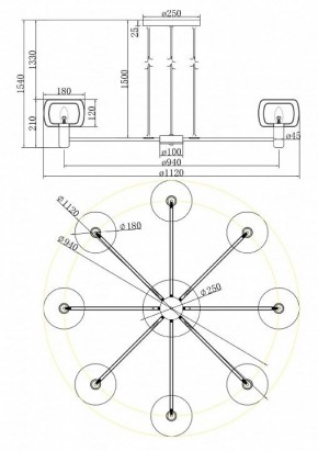 Подвесная люстра Maytoni Vision MOD411PL-08G в Южноуральске - yuzhnouralsk.mebel24.online | фото 4