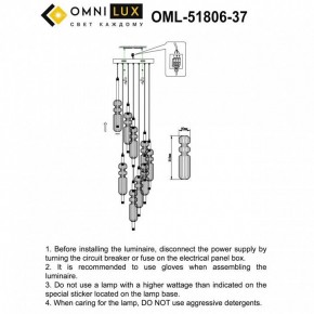 Подвесная люстра Omnilux Vepri OML-51806-37 в Южноуральске - yuzhnouralsk.mebel24.online | фото 9