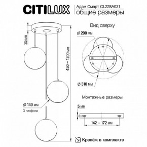 Подвесной светильник Citilux Адам Смарт CL228A031 в Южноуральске - yuzhnouralsk.mebel24.online | фото 5