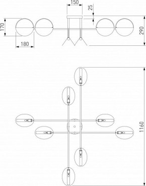 Потолочная люстра Eurosvet Grazia 70148/8 черный/золото в Южноуральске - yuzhnouralsk.mebel24.online | фото 3