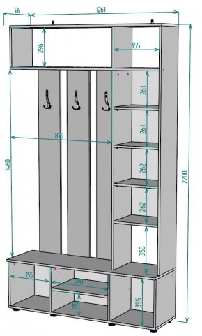 Прихожая с зеркалом V19_M в Южноуральске - yuzhnouralsk.mebel24.online | фото 2