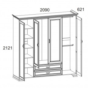 Шкаф 4D2S Z, TIFFANY, цвет вудлайн кремовый в Южноуральске - yuzhnouralsk.mebel24.online | фото 1