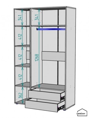 Шкаф Linnea MHR-3PO-2 2050х1200х510 (Белый-М 11.1.2) в Южноуральске - yuzhnouralsk.mebel24.online | фото 3