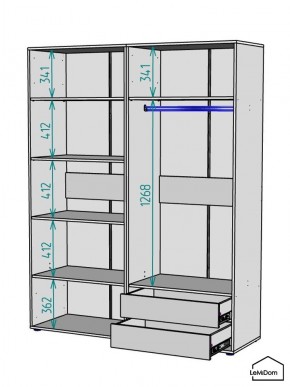 Шкаф Linnea MHR-4PO-2 2050х1600х510 (Белый-М 11.1.2) в Южноуральске - yuzhnouralsk.mebel24.online | фото 3