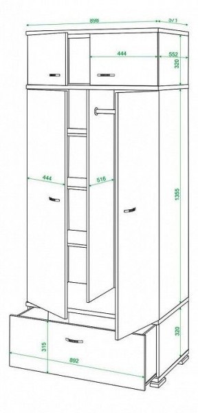 Шкаф платяной Домино КС-20 в Южноуральске - yuzhnouralsk.mebel24.online | фото 3