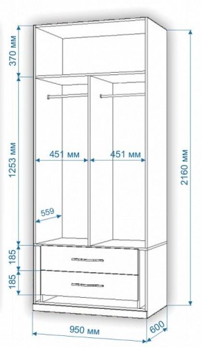 Шкаф платяной Нобиле Пл-95/60 в Южноуральске - yuzhnouralsk.mebel24.online | фото 2