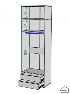 Шкаф с антресолью Linnea MHR-2A-3 2450х800х510 (Графит-М 11.1.25) в Южноуральске - yuzhnouralsk.mebel24.online | фото 3