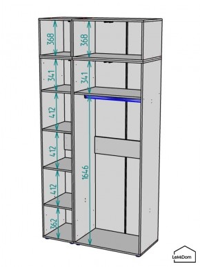 Шкаф с антресолью Linnea MHR-3A-1 2450х1200х510 (Графит-М 11.1.25) в Южноуральске - yuzhnouralsk.mebel24.online | фото 3